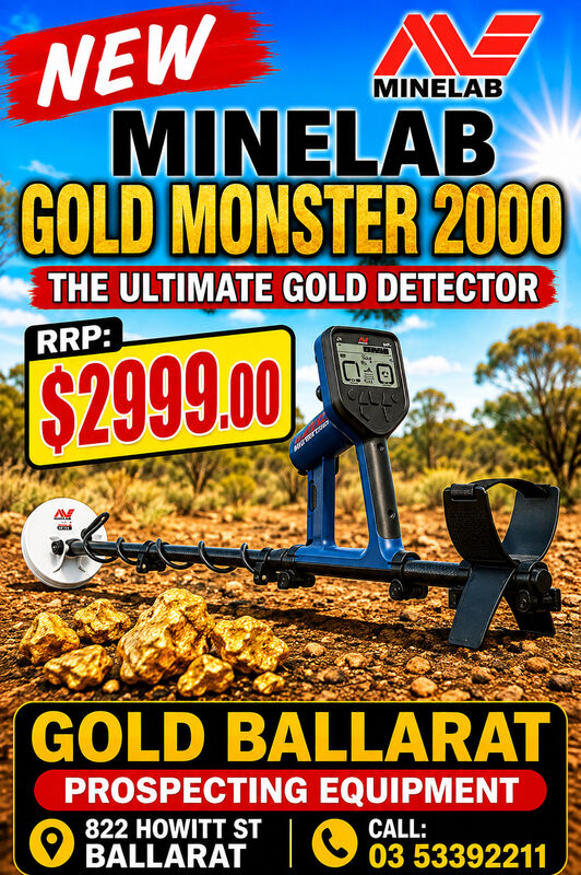 MINELAB GOLD MONSTER 2000 GOLD DETECTOR - CALL 03 53392211 MINELAB GOLD MONSTER 2000 GOLD DETECTOR - CALL 03 53392211