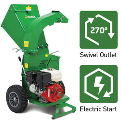 HANSA C13 Chipper - Electric Start -  Swivel Chute - 13HP Honda - 90mm