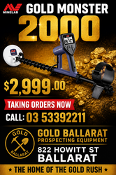 MINELAB GOLD MONSTER 2000 GOLD DETECTOR - CALL: 03 53392211