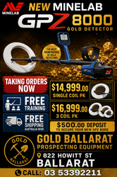 MINELAB GPZ 8000 GOLD DETECTOR CALL: 03 53392211