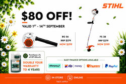 🌻SPRING INTO SPRING WITH STIHL $80.00 OFF ON PROMO TO  14/9 