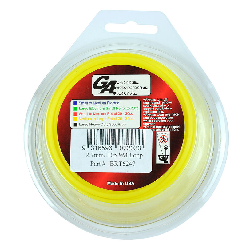 Pro Fit Trimmer Line Yellow .105" / 2.75mm Carded Loop Length 10m