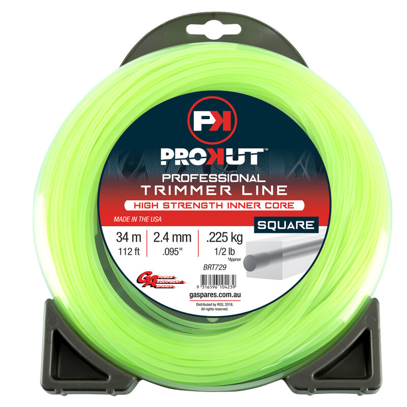 Prokut Trimmer Line Square Green .095 2.4mm 1/2 Lb 34m Donut