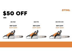 $50 OFF STIHL Chainsaw MS 162 12" Bar - Petrol 