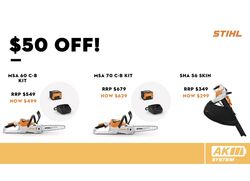 $50 OFF STIHL Chainsaw MSA 70 12" Bar Kit - Battery