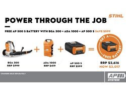 STIHL PURCHASE BGA 300 + ADA 1000 + AP 500 S GET A FREE AP 500