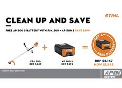 STIHL PURCHASE FSA 200 + AP 500S GET ANOTHER AP 500S BATTERY FREE